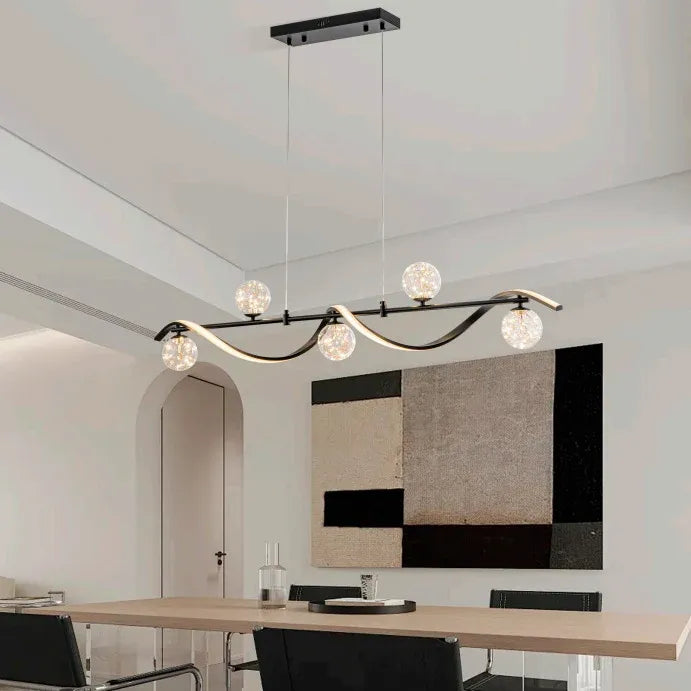 BAMDECOR AD2621 Modern Black Kitchen Island Light with Glass Globe Shade Ceiling Pendant Lights