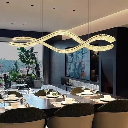 BAMDECOR 1.2m C3601W Wave Crystal Pendant Chandelier Decorative Lighting Lampshade (Brass Gold)-Home &amp; Garden > Lighting > Ceiling Lights-PEROZ Accessories
