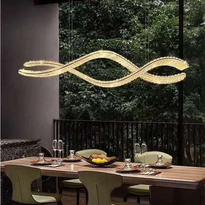 BAMDECOR 1.2m C3601W Wave Crystal Pendant Chandelier Decorative Lighting Lampshade (Brass Gold)-Home &amp; Garden > Lighting > Ceiling Lights-PEROZ Accessories