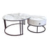 Snowy Mountain Faux Modern Marble Slate Nesting Coffee Table Set Leather Wrapped Wood Drawers-Furniture > Living Room > Coffee Tables-PEROZ Accessories