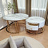 Snowy Mountain Faux Modern Marble Slate Nesting Coffee Table Set Leather Wrapped Wood Drawers-Furniture > Living Room > Coffee Tables-PEROZ Accessories