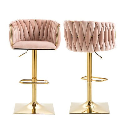 SERENITà Modern Velvet Breakfast Bar Stools Swivel Barstools Adjustable Counter Stools with Backrest Set of 2 Pink-Furniture &gt; Bar Stools &amp; Chairs &gt; Table &amp; Bar Stools-PEROZ Accessories