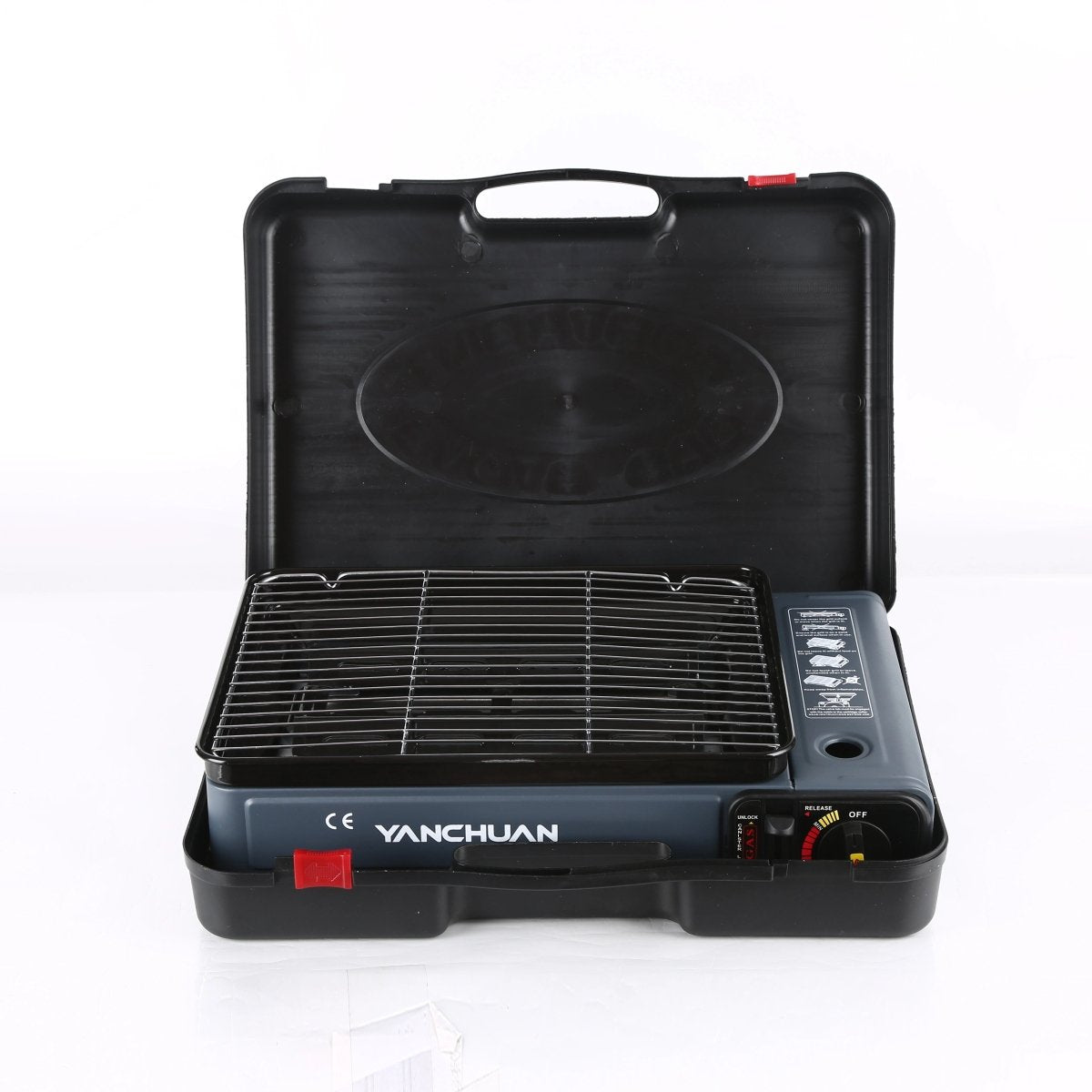 Portable Gas Stove Burner Butane BBQ Camping Gas Cooker With Non Stick Plate Black without Fish Pan and Lid-Home &amp; Garden > BBQ-PEROZ Accessories
