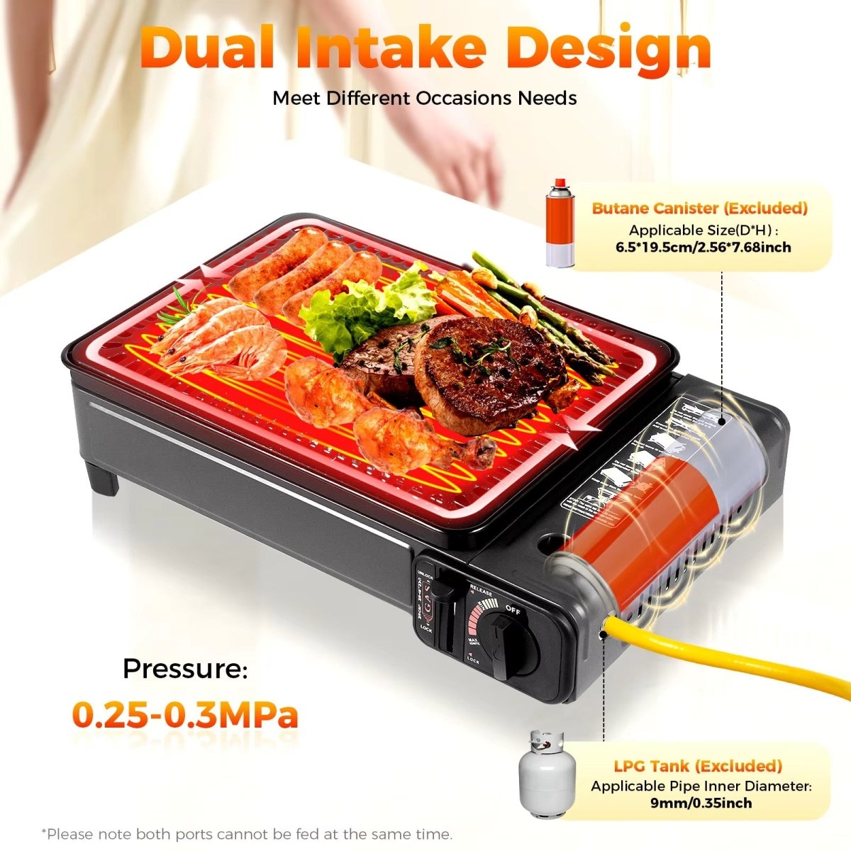 Portable Gas Stove Burner Butane BBQ Camping Gas Cooker With Non Stick Plate Black without Fish Pan and Lid-Home &amp; Garden > BBQ-PEROZ Accessories