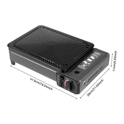 Portable Gas Stove Burner Butane BBQ Camping Gas Cooker With Non Stick Plate Black without Fish Pan and Lid-Home &amp; Garden > BBQ-PEROZ Accessories
