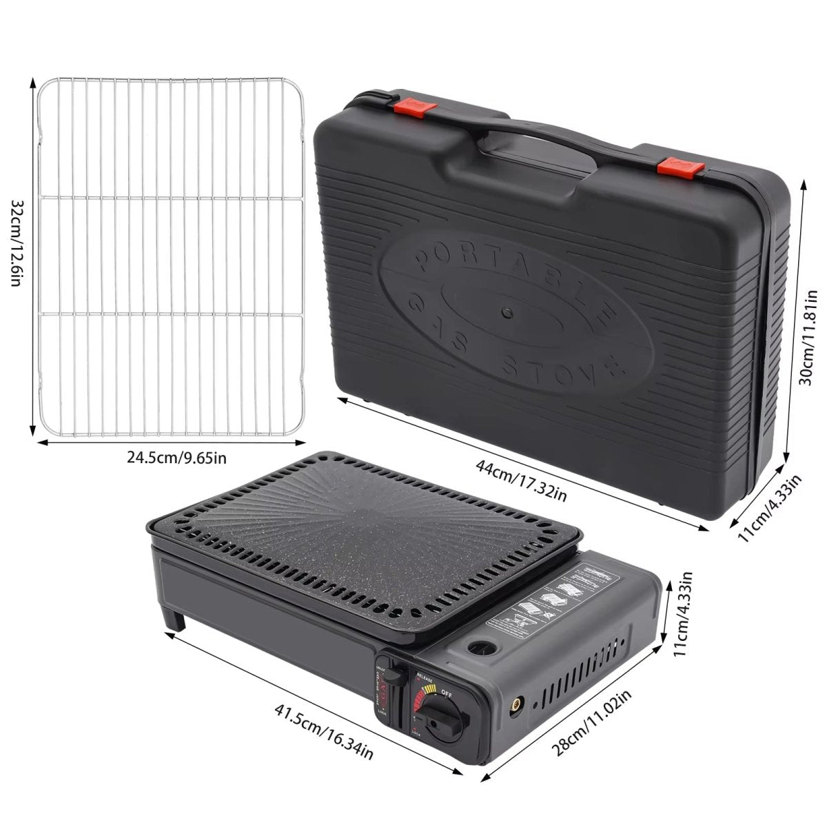 Portable Gas Stove Burner Butane BBQ Camping Gas Cooker With Non Stick Plate Black without Fish Pan and Lid-Home &amp; Garden > BBQ-PEROZ Accessories