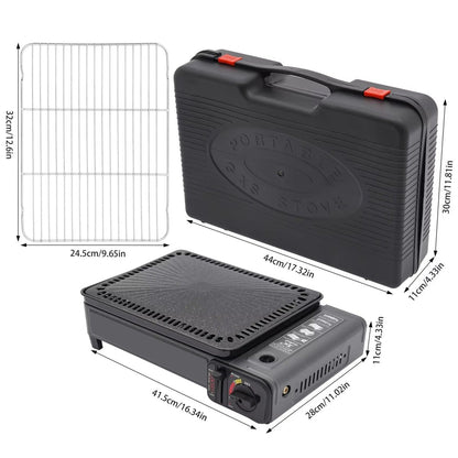 Portable Gas Stove Burner Butane BBQ Camping Gas Cooker With Non Stick Plate Black without Fish Pan and Lid-Home &amp; Garden > BBQ-PEROZ Accessories