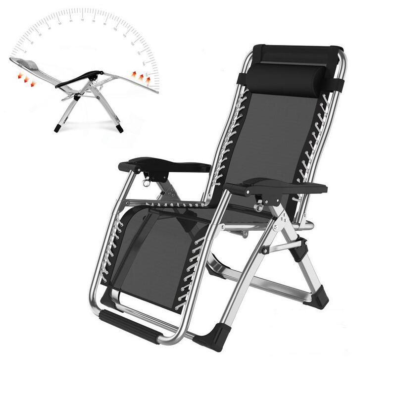 Kingsize Outdoor Folding Reclining Garden Beach Chair Sun Lounger Deck Recliner Silver Color-Furniture &gt; Outdoor &gt; Outdoor Chairs-PEROZ Accessories