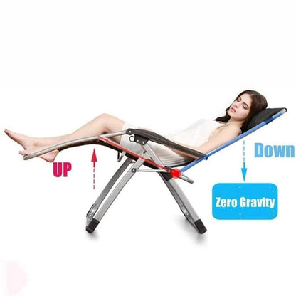 Kingsize Outdoor Folding Reclining Garden Beach Chair Sun Lounger Deck Recliner Silver Color-Furniture &gt; Outdoor &gt; Outdoor Chairs-PEROZ Accessories