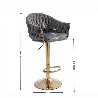 SERENITà GP1863 Modern Velvet Breakfast Bar Stools Swivel Barstools Adjustable Counter Stools with Backrest (Gold-Grey)-Furniture > Bar Stools &amp; Chairs > Table &amp; Bar Stools-PEROZ Accessories