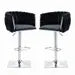 SERENITà Modern Velvet Breakfast Bar Stools Swivel Barstools Adjustable Counter Stools with Backrest (Silver-Black)-Furniture > Bar Stools &amp; Chairs > Table &amp; Bar Stools-PEROZ Accessories