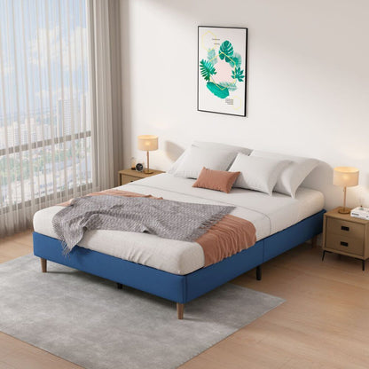 Velvet Blue Bed Frame – Single-Furniture > Bedroom > Beds &amp; Bed Frames-PEROZ Accessories