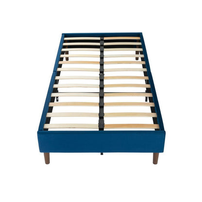 Velvet Blue Bed Frame – Single-Furniture > Bedroom > Beds &amp; Bed Frames-PEROZ Accessories
