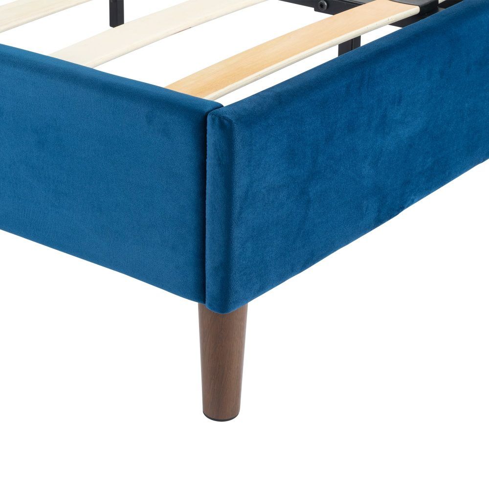 Velvet Blue Bed Frame – Single-Furniture > Bedroom > Beds &amp; Bed Frames-PEROZ Accessories
