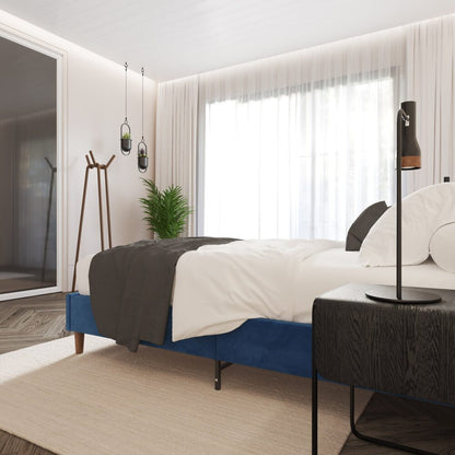 Velvet Blue Bed Frame – Single-Furniture &gt; Bedroom &gt; Beds &amp; Bed Frames-PEROZ Accessories
