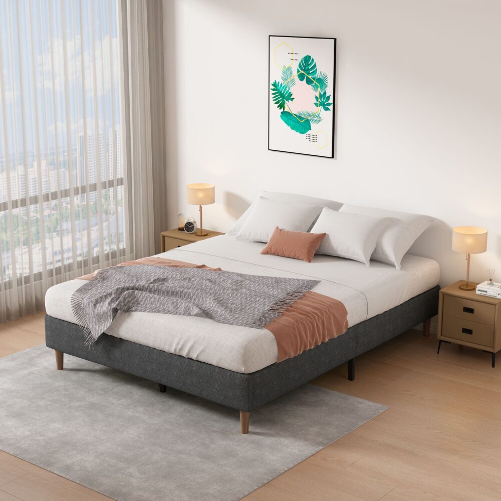 Bed Frame Mattress Foundation (Dark Grey) - Single-Bed Frames-PEROZ Accessories