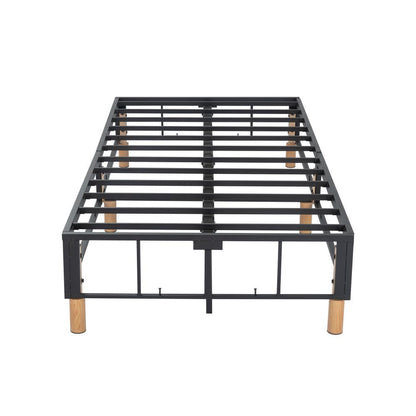 Metal Bed Frame Mattress Foundation Blue – Queen-Furniture > Bedroom > Beds &amp; Bed Frames-PEROZ Accessories