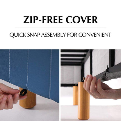 Metal Bed Frame Mattress Foundation Blue – Queen-Furniture > Bedroom > Beds &amp; Bed Frames-PEROZ Accessories