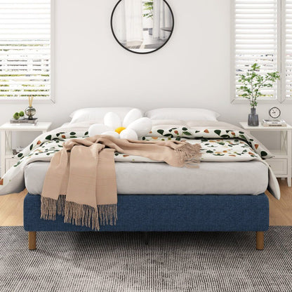 Metal Bed Frame Mattress Foundation Blue – Single-Furniture > Bedroom > Beds &amp; Bed Frames-PEROZ Accessories