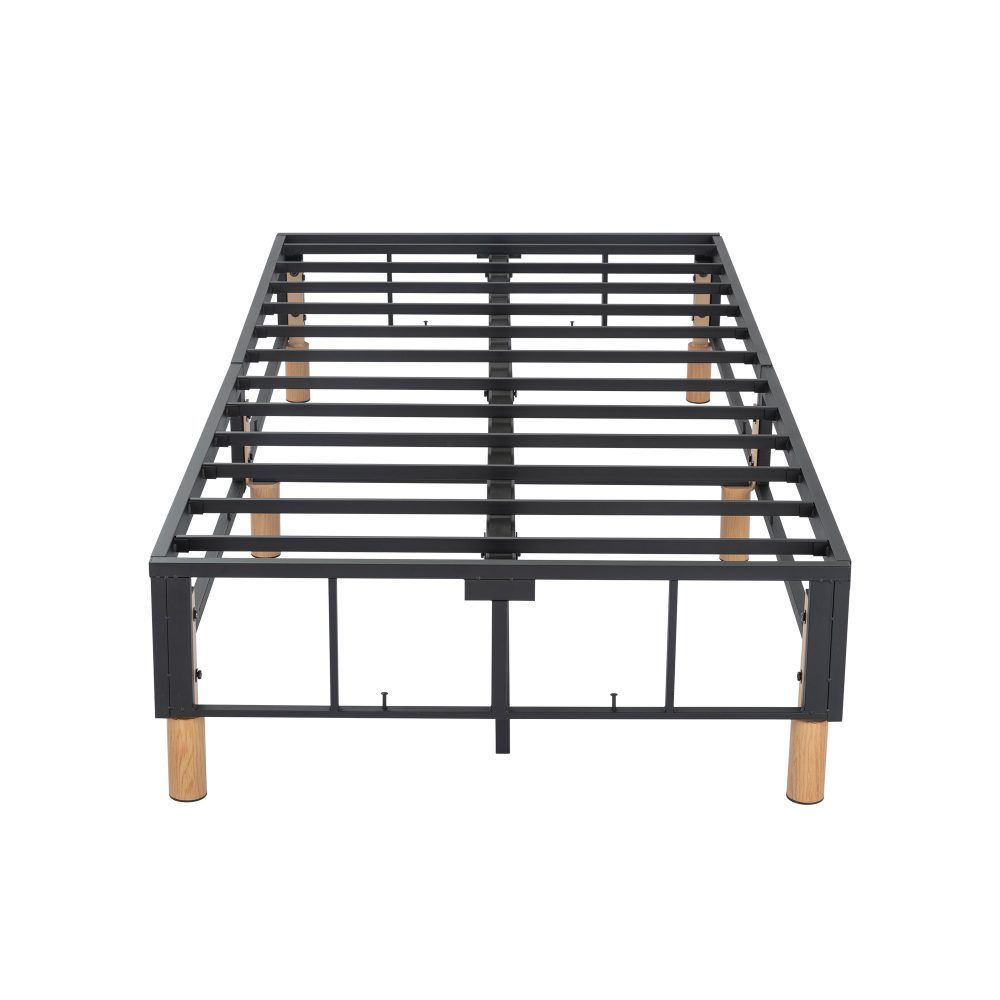 Metal Bed Frame Mattress Foundation Blue – Single-Furniture > Bedroom > Beds &amp; Bed Frames-PEROZ Accessories