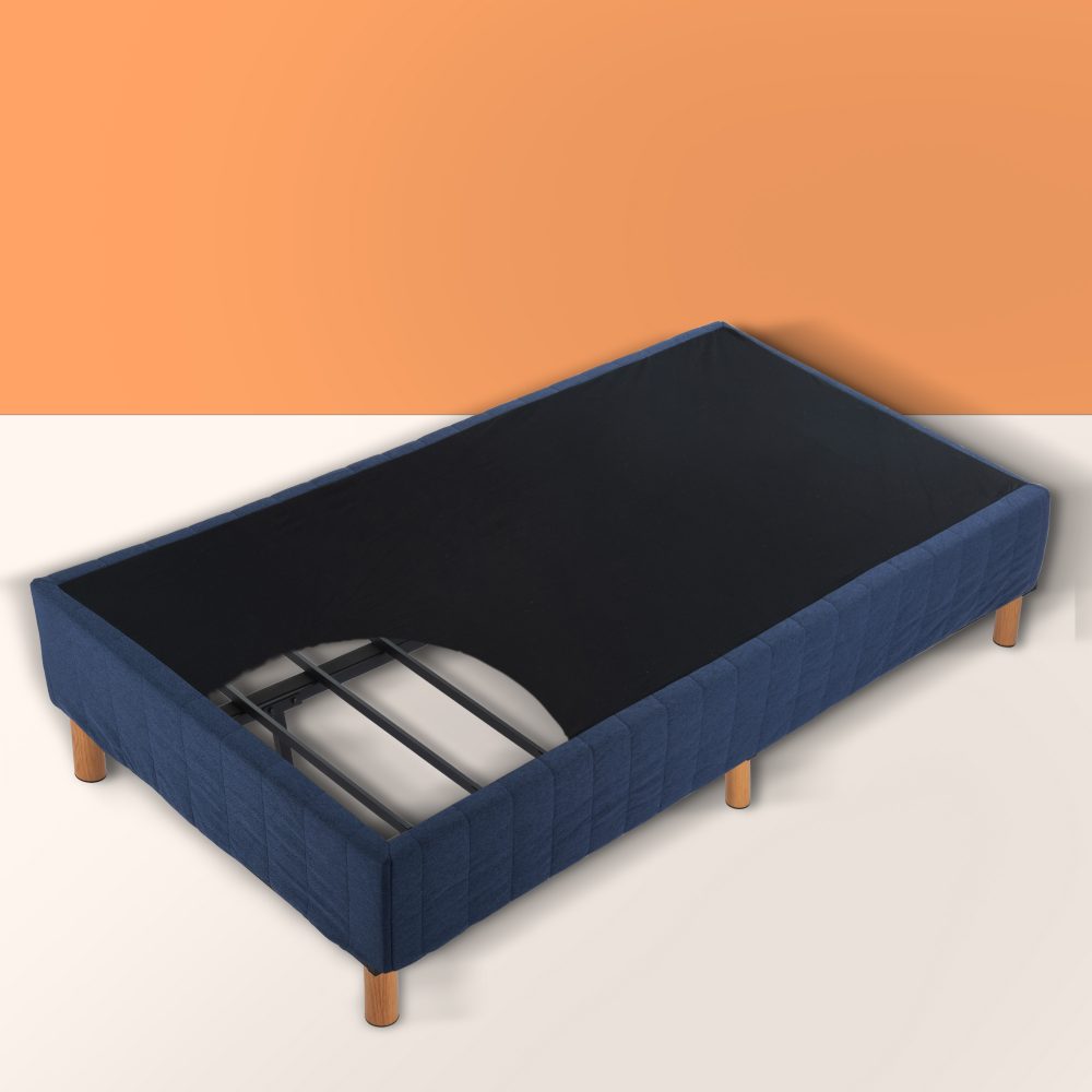 Metal Bed Frame Mattress Foundation Blue – Single-Furniture &gt; Bedroom &gt; Beds &amp; Bed Frames-PEROZ Accessories