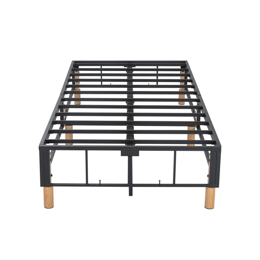 Metal Bed Frame Mattress Foundation Blue – Single-Furniture &gt; Bedroom &gt; Beds &amp; Bed Frames-PEROZ Accessories