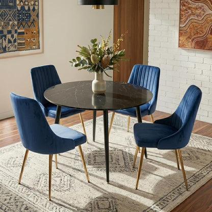 Blue Velvet Bistro Dining Set-Furniture > Dining > Dining Set-PEROZ Accessories