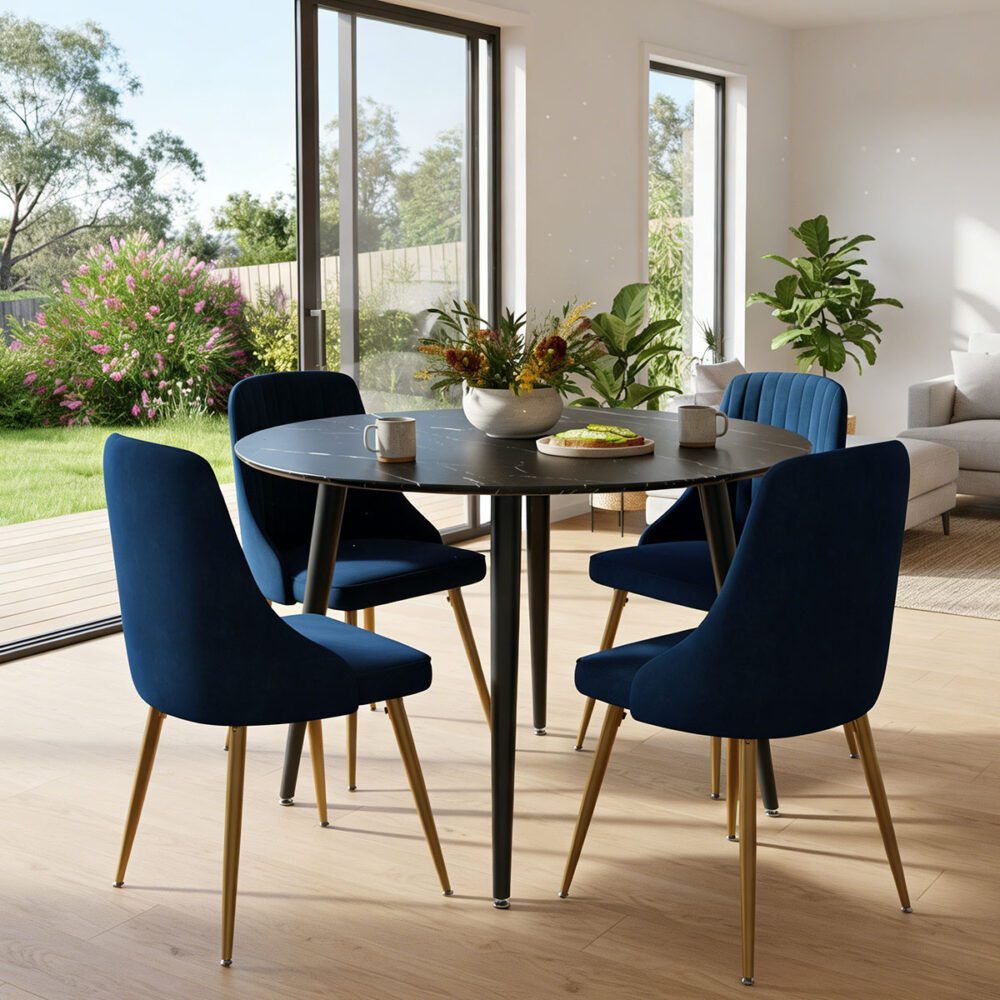 Blue Velvet Bistro Dining Set-Furniture > Dining > Dining Set-PEROZ Accessories