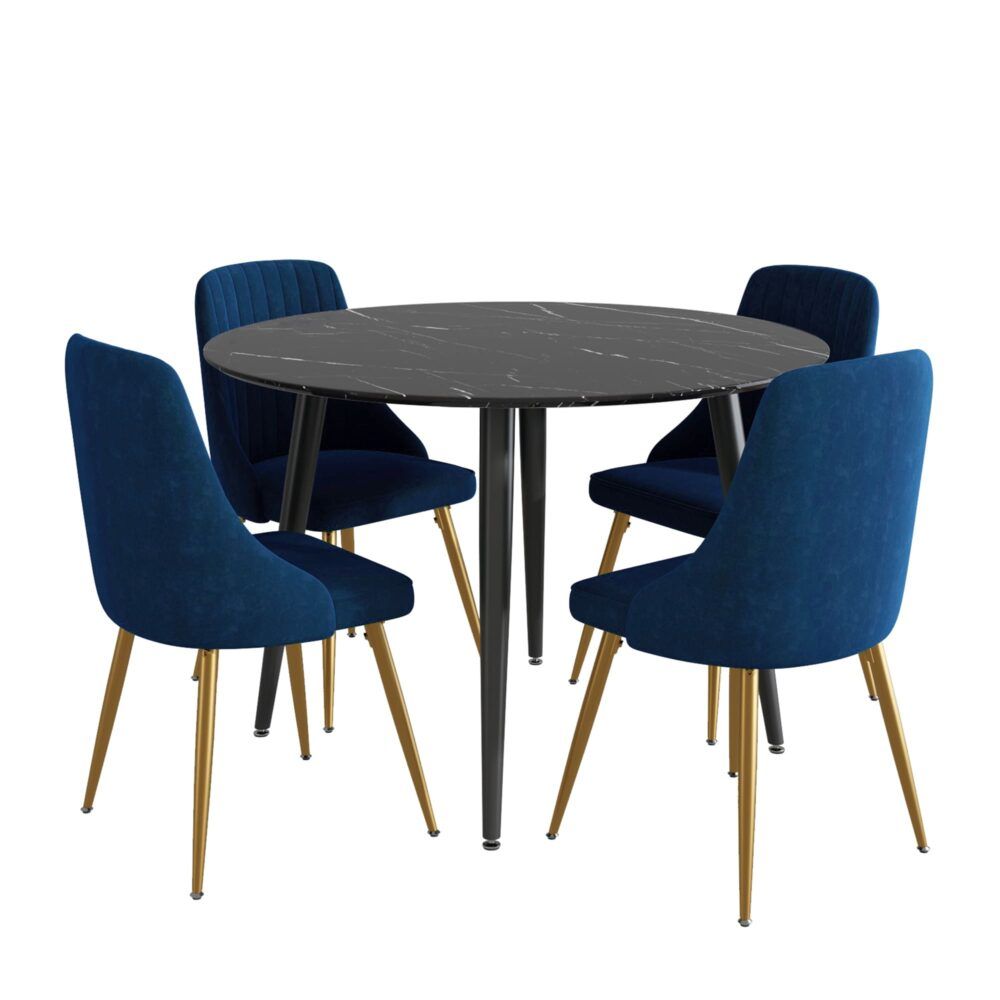 Blue Velvet Bistro Dining Set-Furniture > Dining > Dining Set-PEROZ Accessories