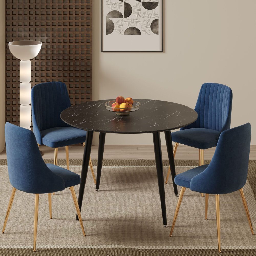 Blue Velvet Bistro Dining Set-Furniture > Dining > Dining Set-PEROZ Accessories