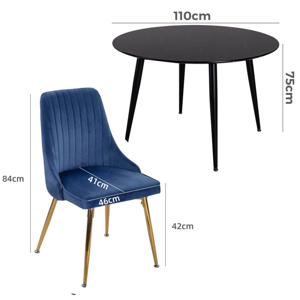 Blue Velvet Bistro Dining Set-Furniture > Dining > Dining Set-PEROZ Accessories
