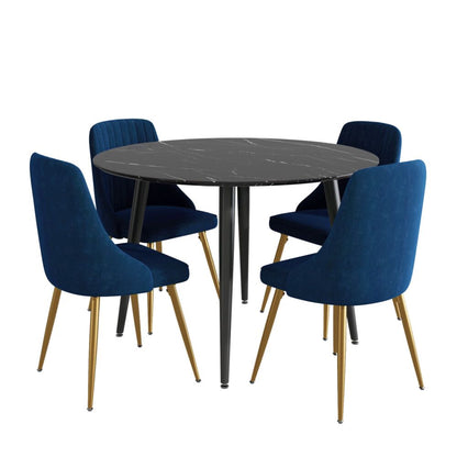 Blue Velvet Bistro Dining Set-Furniture > Dining > Dining Set-PEROZ Accessories