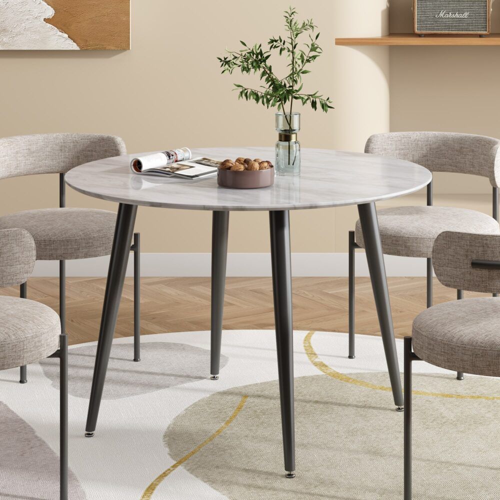 Round MDF Marbling Dining Table-Furniture > Dining > Dining Tables-PEROZ Accessories