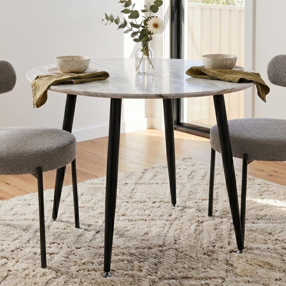 Round MDF Marbling Dining Table-Furniture > Dining > Dining Tables-PEROZ Accessories