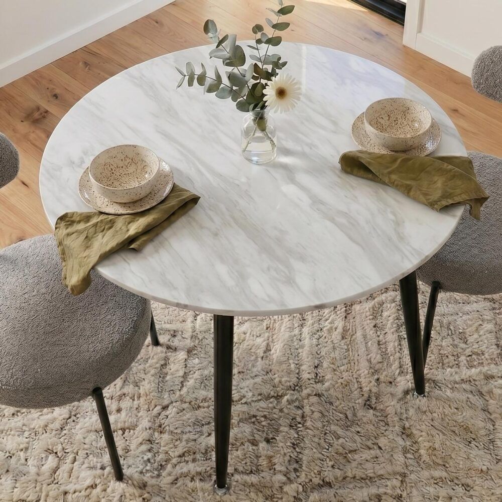 Round MDF Marbling Dining Table-Furniture > Dining > Dining Tables-PEROZ Accessories