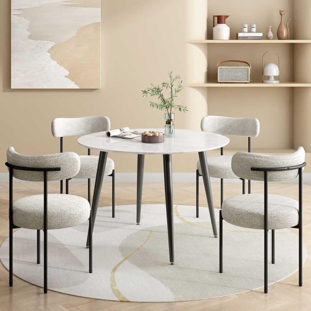 Round MDF Marbling Dining Table-Furniture > Dining > Dining Tables-PEROZ Accessories