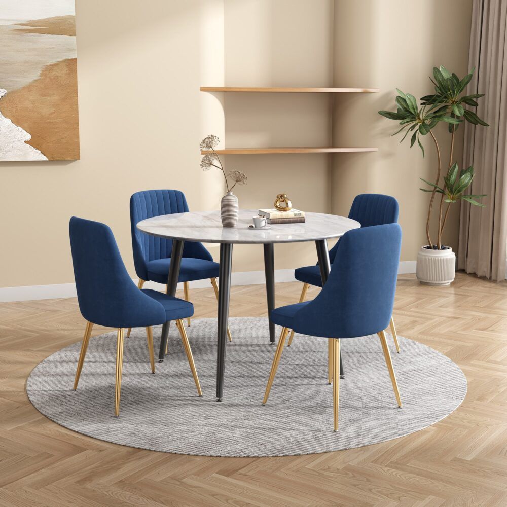 Round MDF Marbling Dining Table-Furniture > Dining > Dining Tables-PEROZ Accessories