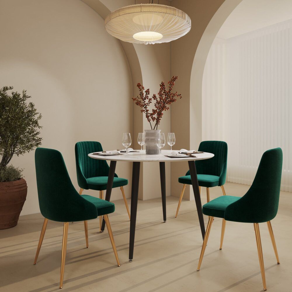 Round MDF Marbling Dining Table-Furniture > Dining > Dining Tables-PEROZ Accessories