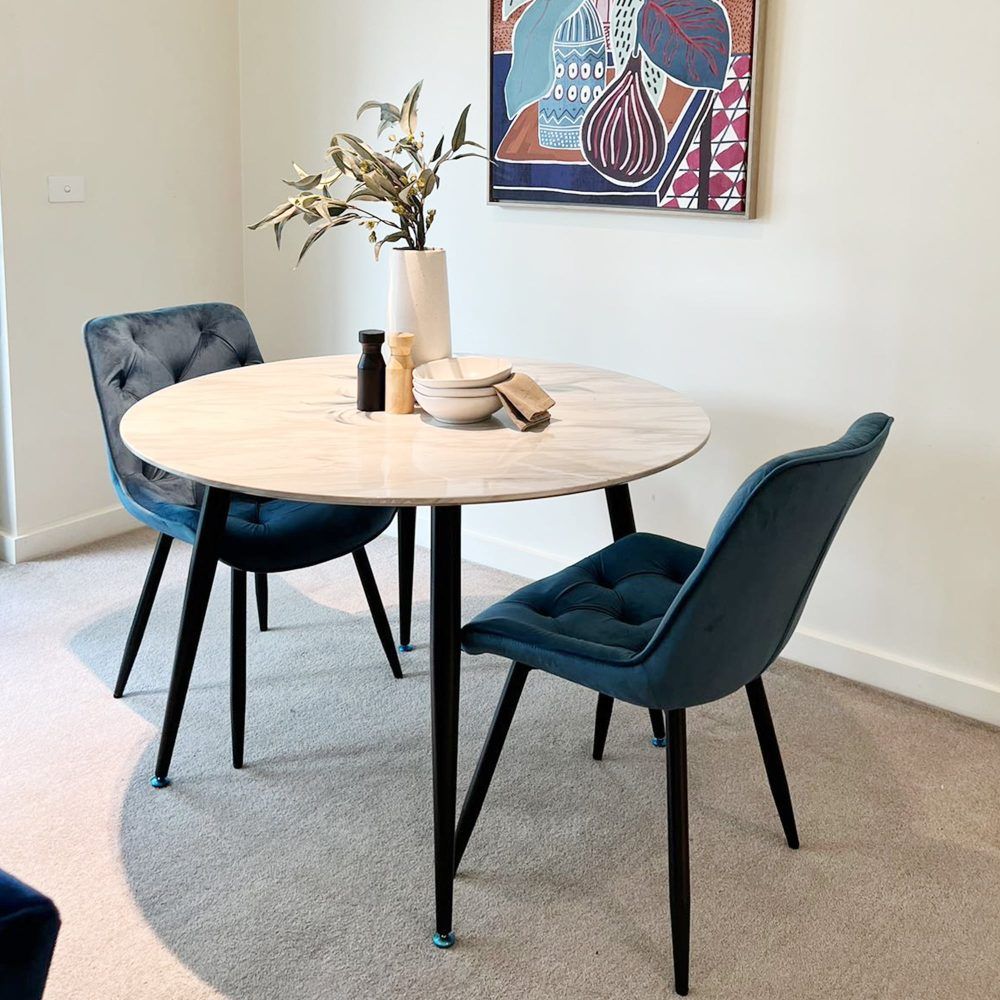 Round MDF Marbling Dining Table-Furniture > Dining > Dining Tables-PEROZ Accessories