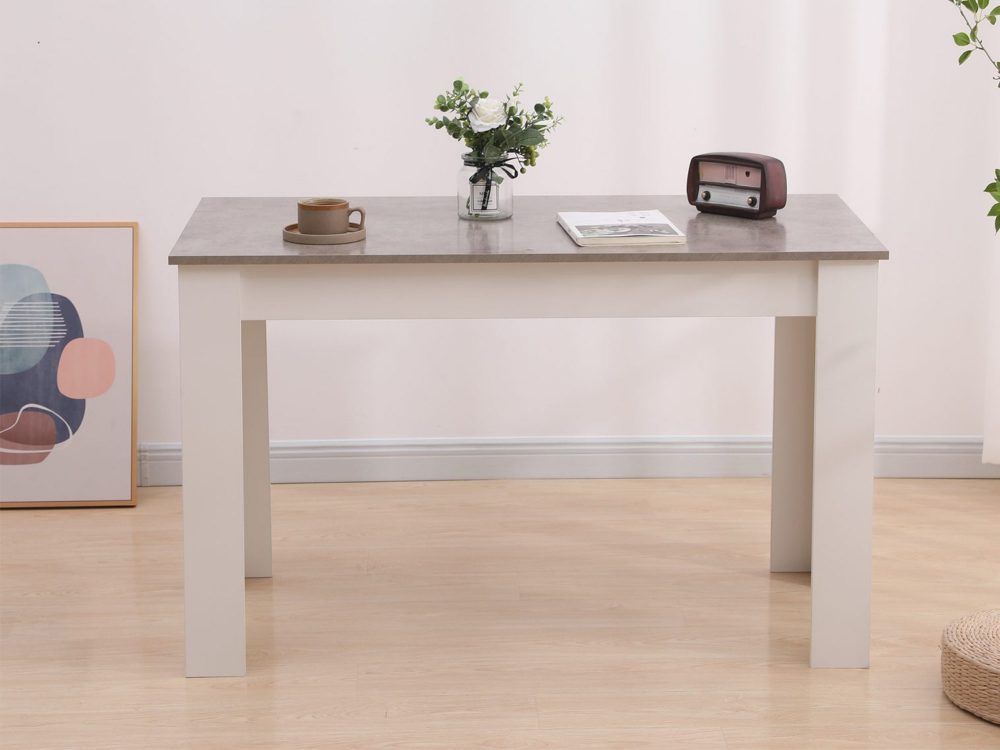 Dining Table Rectangular Wooden 120M-Grey and White-Furniture > Dining > Dining Tables-PEROZ Accessories