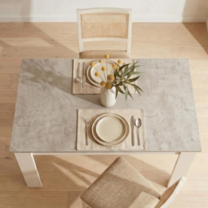 Dining Table Rectangular Wooden 120M-Grey and White-Furniture > Dining > Dining Tables-PEROZ Accessories