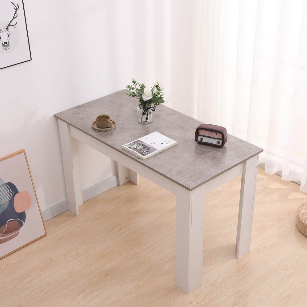 Dining Table Rectangular Wooden 120M-Grey and White-Furniture > Dining > Dining Tables-PEROZ Accessories