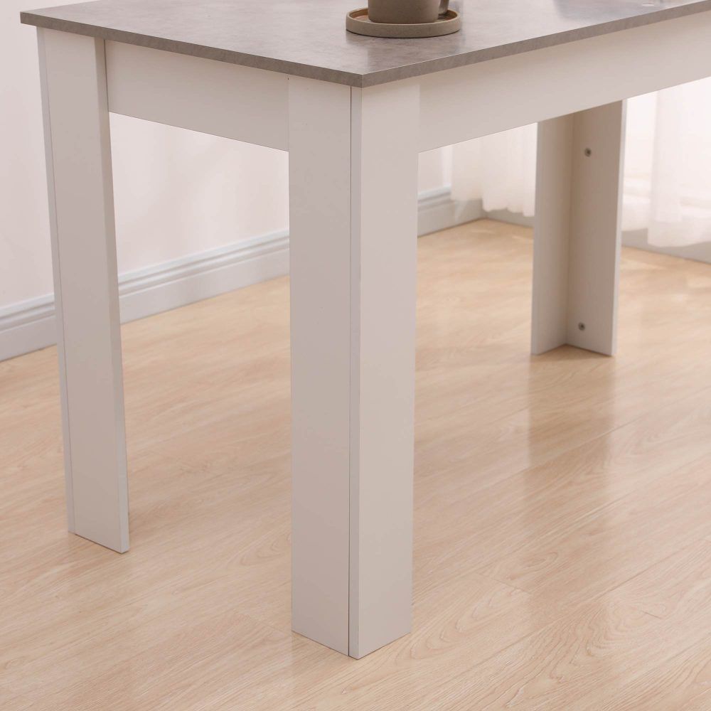 Dining Table Rectangular Wooden 120M-Grey and White-Furniture > Dining > Dining Tables-PEROZ Accessories