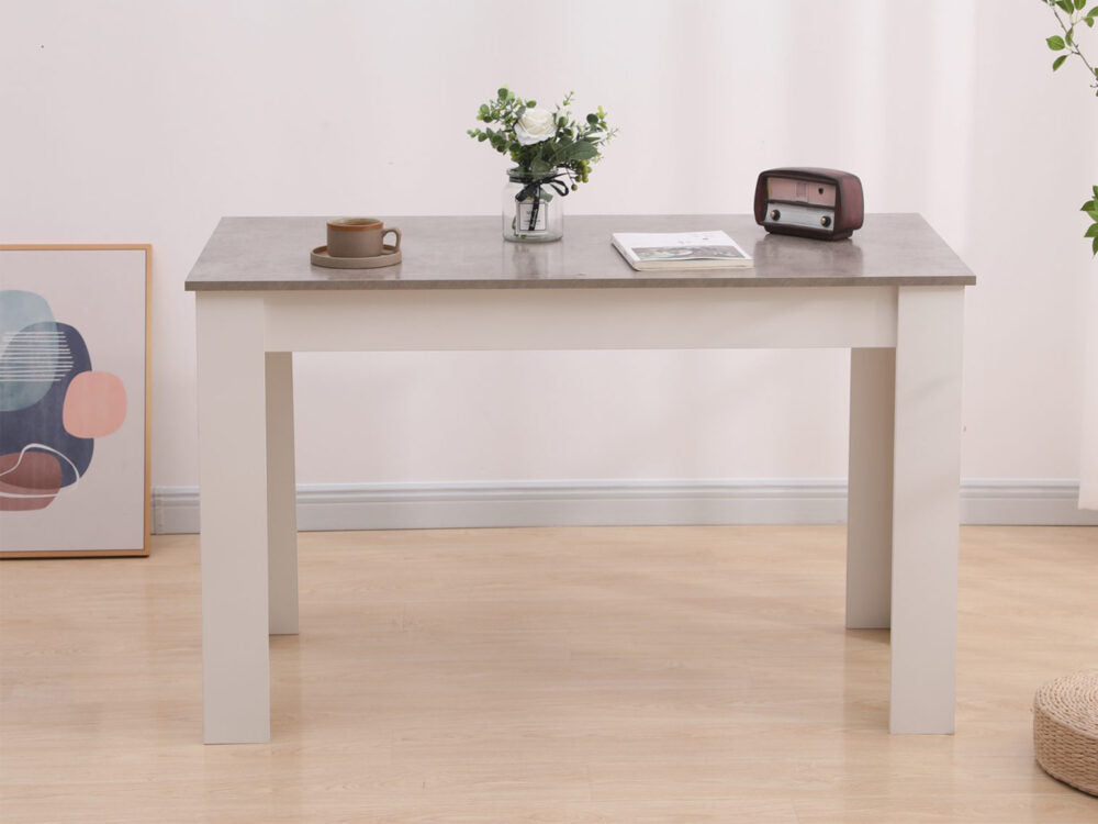 Dining Table Rectangular Wooden 120M-Grey&amp;amp;White-Furniture > Dining > Dining Tables-PEROZ Accessories