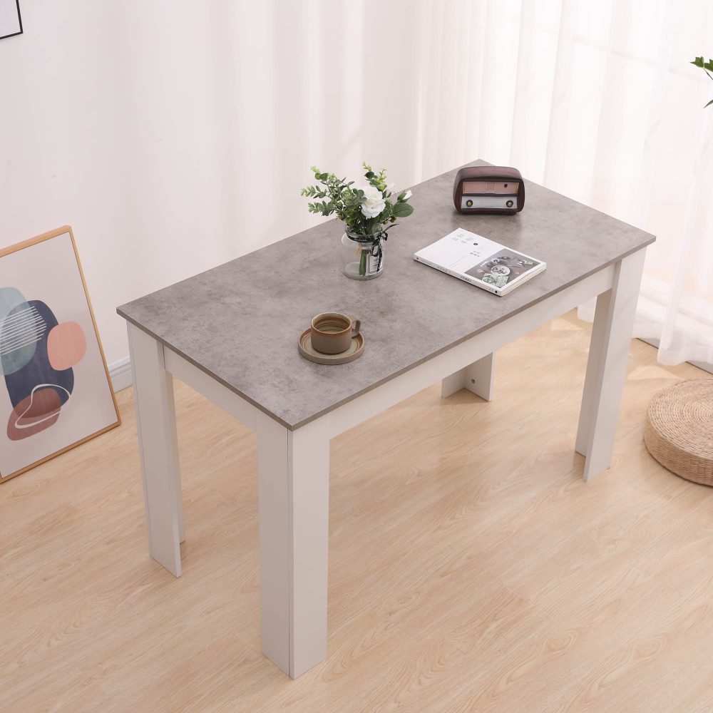 Dining Table Rectangular Wooden 120M-Grey&amp;amp;White-Furniture > Dining > Dining Tables-PEROZ Accessories