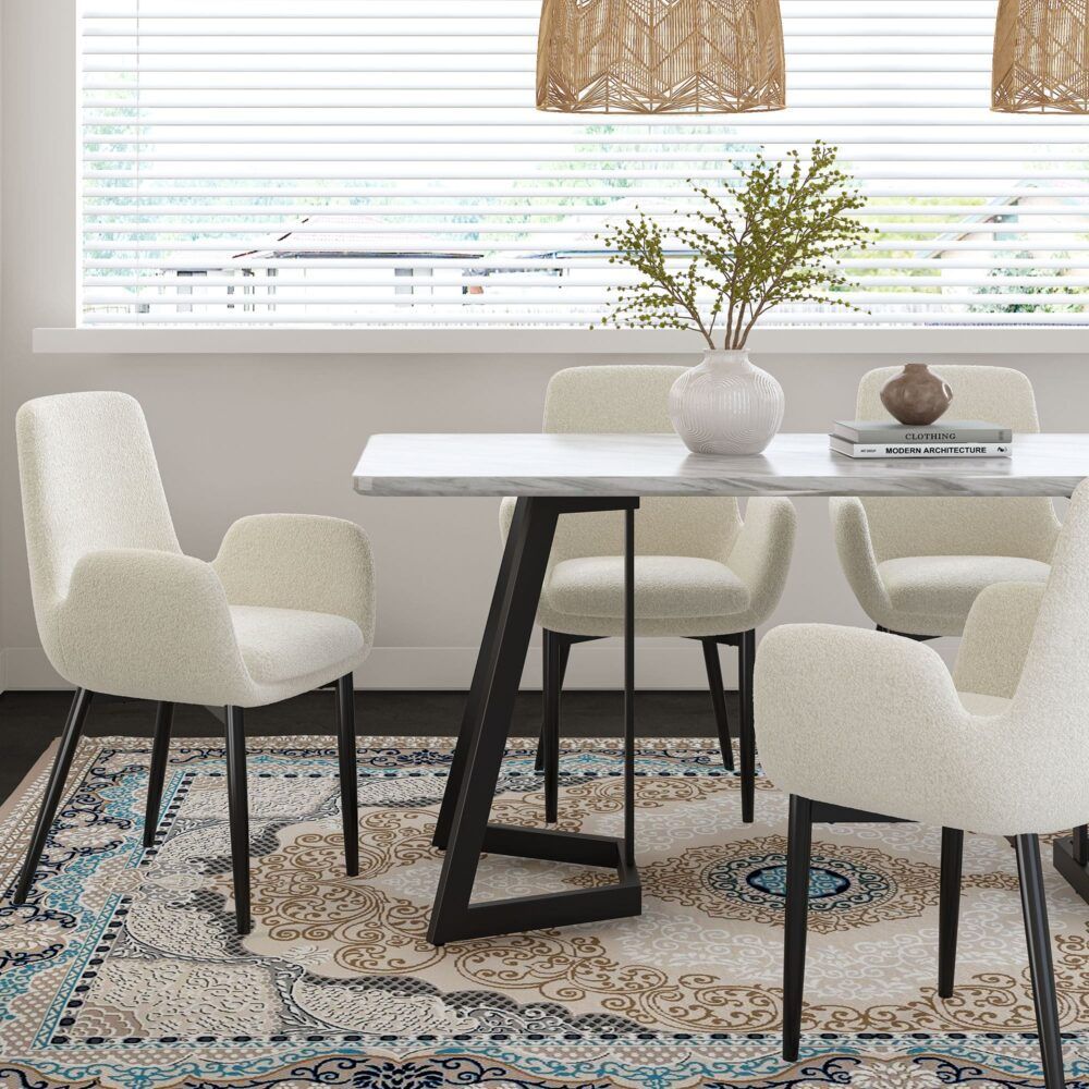 Rectangular Marble-Effect Table-Furniture > Dining > Dining Tables-PEROZ Accessories
