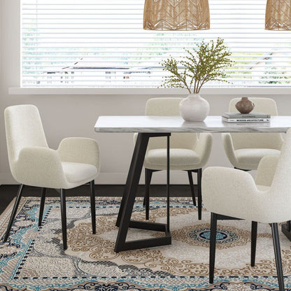 Rectangular Marble-Effect Table-Furniture > Dining > Dining Tables-PEROZ Accessories