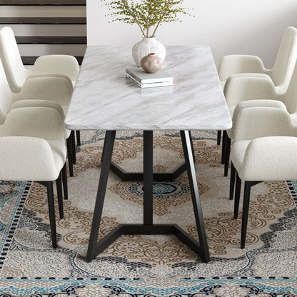 Rectangular Marble-Effect Table-Furniture > Dining > Dining Tables-PEROZ Accessories