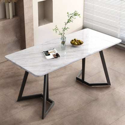 Rectangular Marble-Effect Table-Furniture > Dining > Dining Tables-PEROZ Accessories