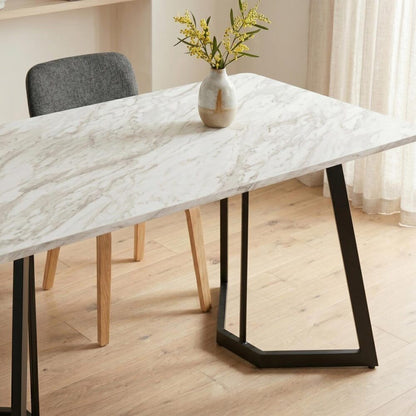 Rectangular Marble-Effect Table-Furniture > Dining > Dining Tables-PEROZ Accessories